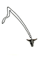 Crystal Steer Head Necklace-Necklaces-Jennifer Ponson-Black Hematite-cmglovesyou