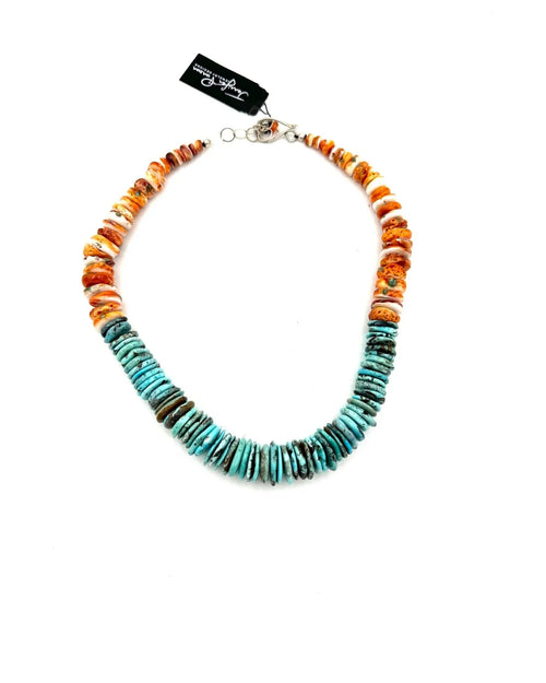 Turquoise and Spiny Oyster Necklace-Necklaces-Jennifer Ponson-cmglovesyou