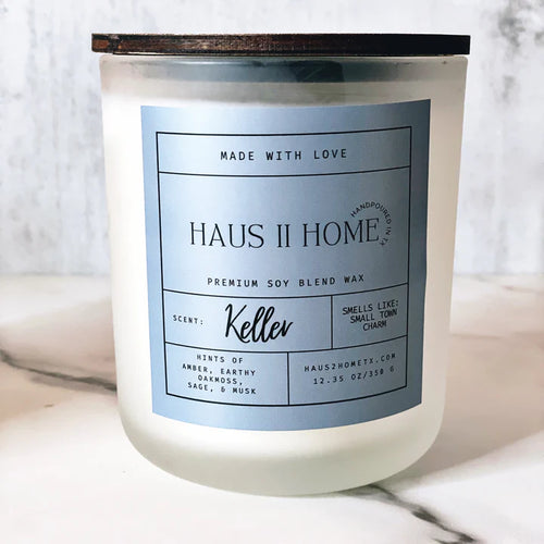 Keller Large Double Wick Frosted Candle-Candles-Haus2HomeTX-cmglovesyou