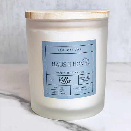 Keller Medium Frosted Candle-Candles-Haus2HomeTX-cmglovesyou