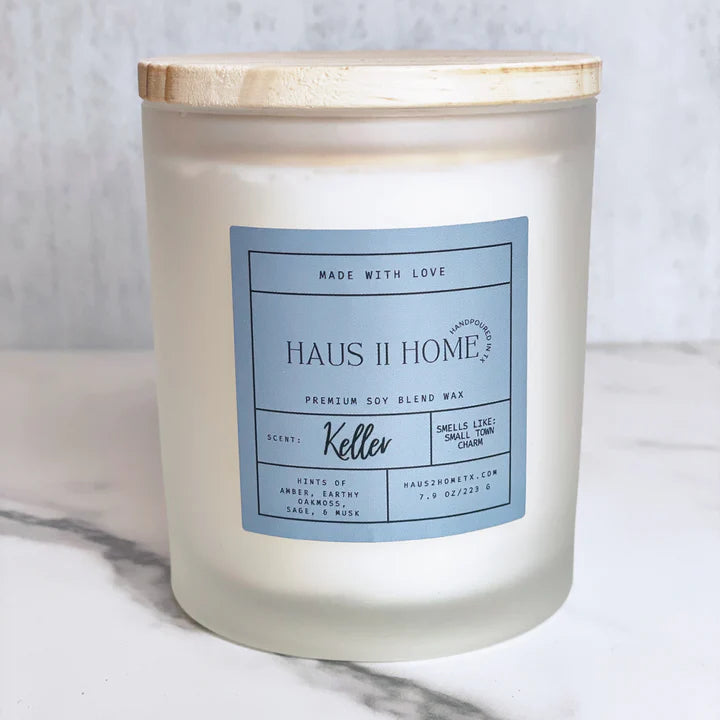 Keller Medium Frosted Candle-Candles-Haus2HomeTX-cmglovesyou