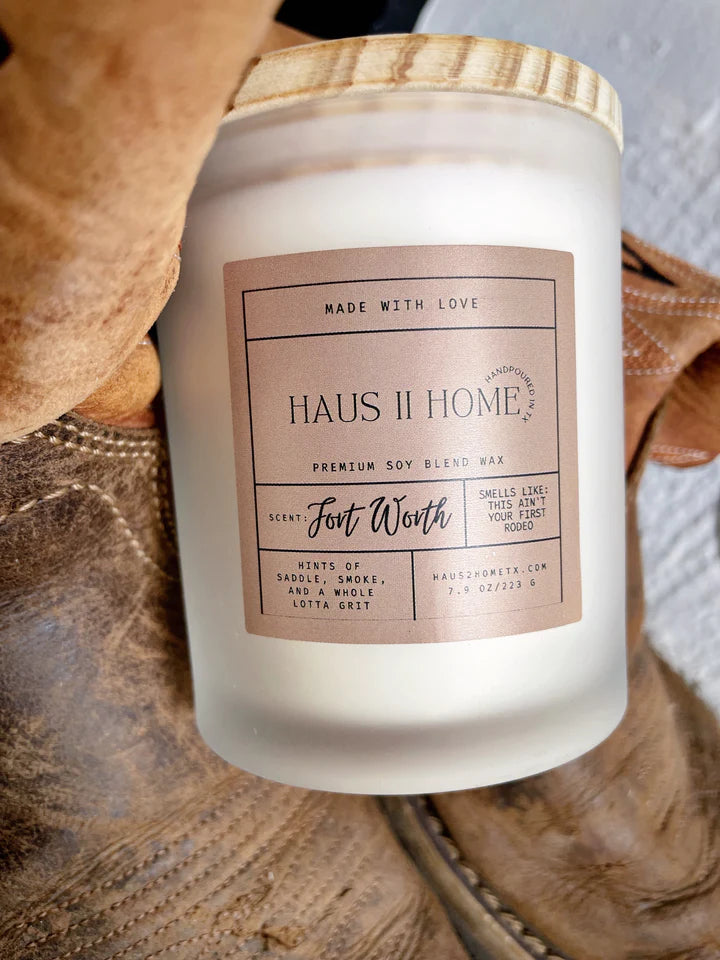 Fort Worth Medium Frosted Candle-Candles-Haus2HomeTX-cmglovesyou