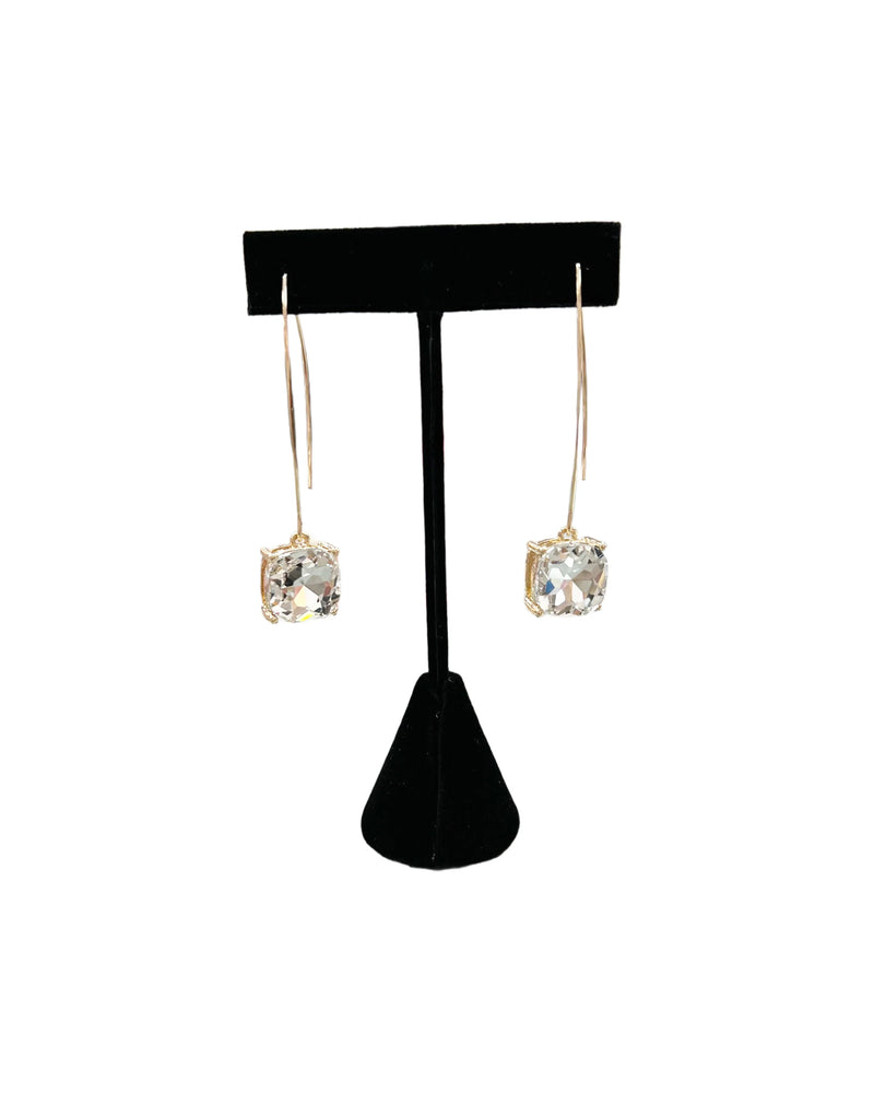 Crystal Drop Earrings-Earrings-Jennifer Ponson-Clear & Gold-cmglovesyou