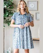 Washed Button Front Tunic Shirt Dress-Dresses-Oli & Hali-Small-Denim Blue-cmglovesyou