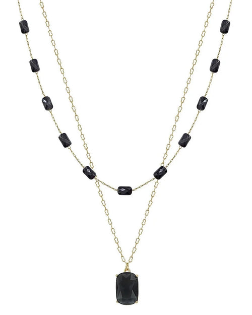 Black Square Beaded Layer Necklace-Necklaces-What's Hot Jewelry-cmglovesyou