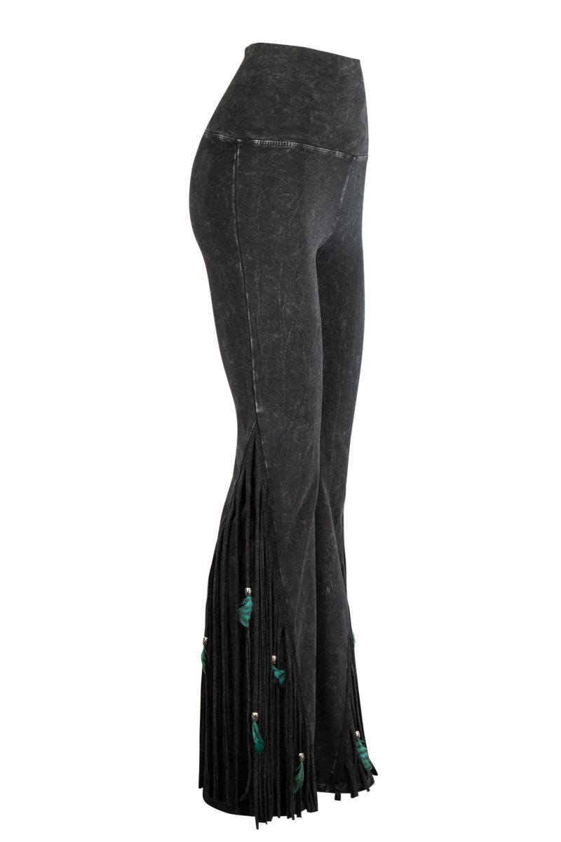 Distressed Flared Fringed Pants-Pants-Pat Dahnke-Small-Black-cmglovesyou