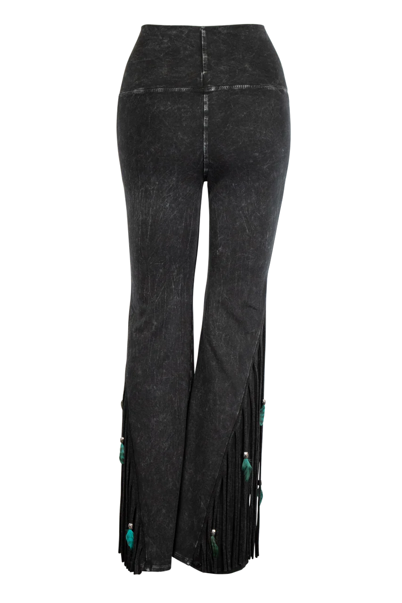 Distressed Flared Fringed Pants-Pants-Pat Dahnke-Small-Black-cmglovesyou