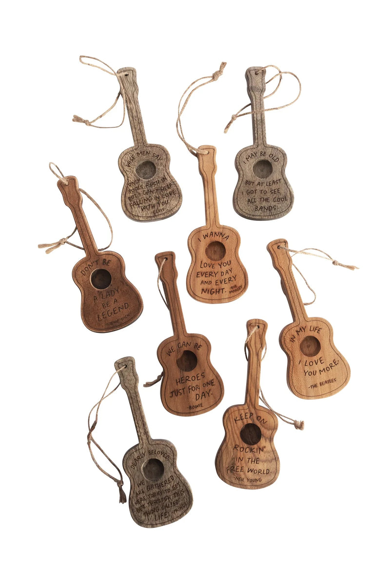 Wooden Guitar Ornaments-ornaments-Sugarboo-Beatles-Brown-cmglovesyou