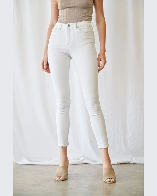 High Rise Ankle Skinny Jeans-Jeans-MICA Denim-24-White-cmglovesyou