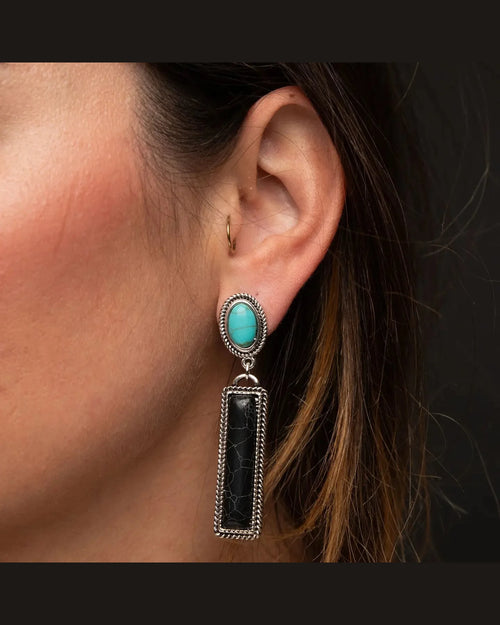 Black Bar Turquoise Earrings-Earrings-West & Co-cmglovesyou