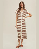 Striped Button-Up Midi Dress-Dresses-Wishlist-Small-Mocha-cmglovesyou