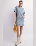 Washed Denim Tunic Dress-Dresses-Easel-Small-cmglovesyou