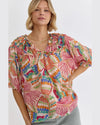 Multiprint Top-Shirts & Tops-Entro-Small-Lt Peach-cmglovesyou