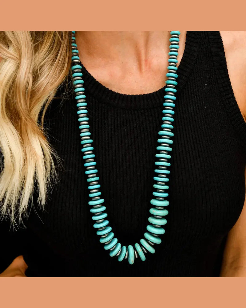 Faux Navajo Pearl Turquoise Necklace-Necklaces-West & Co-cmglovesyou