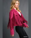 Faux Suede Fringe Jacket-Coats & Jackets-Umgee-Small-Black-cmglovesyou