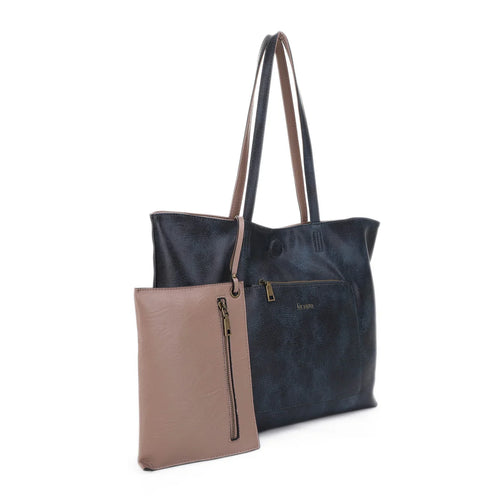 Julie Reversible Tote-Bag and Purses-Liz Soto Handbags-Indigo/Tan-cmglovesyou