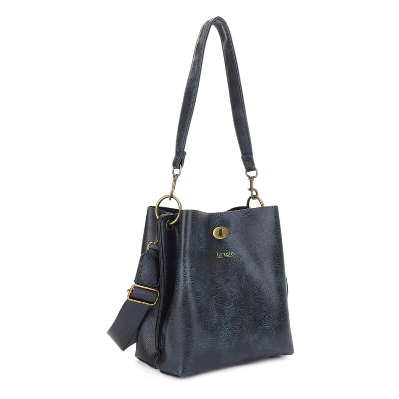 Lola Bucket Bag-Bag and Purses-Liz Soto Handbags-Indigo-cmglovesyou