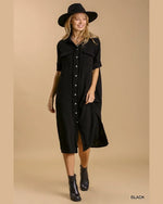 Button Up Gauze Dress-Dresses-Umgee-Small-Black-cmglovesyou