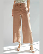 Wide Leg Twill Trousers-Pants-Easel-Small-Red Bean-cmglovesyou