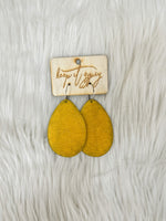 Cowhide Teardrop Earrings-Earrings-Keep it Gypsy-Mustard-cmglovesyou