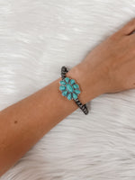 Squash Blossom Stretch Bracelet-Bracelets-Lost and Found Trading Company-Turquoise-cmglovesyou