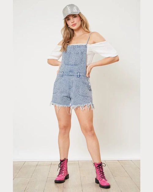 Rhinestoned Denim Romper-Romper-Fantastic Fawn-Small-cmglovesyou