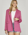 Single Breasted Woven Blazer-Blazer-She + Sky-Small-Hot Pink-cmglovesyou