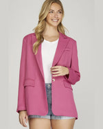 Single Breasted Woven Blazer-Blazer-She + Sky-Small-Hot Pink-cmglovesyou