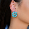 Turquoise Stud Flower Earrings-Earrings-West & Co-cmglovesyou