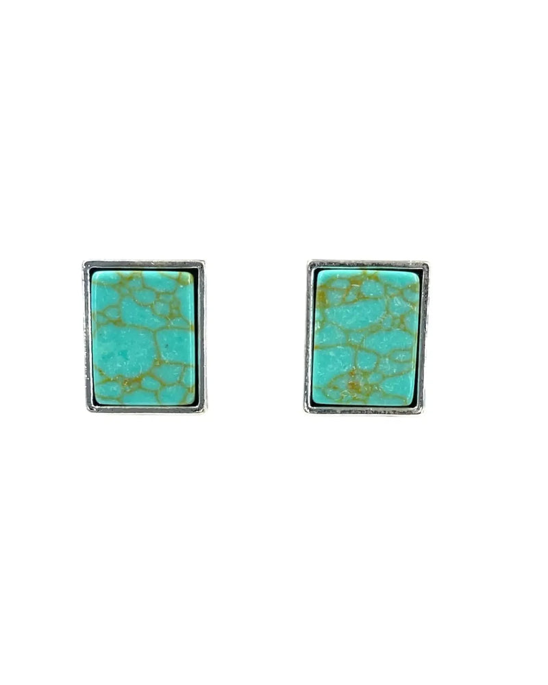 Turquoise Square Earrings-Earrings-West & Co-cmglovesyou