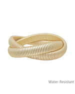 Matte Gold Twisted Stretch Bracelet-Bracelets-What's Hot Jewelry-Thick2Strands-cmglovesyou