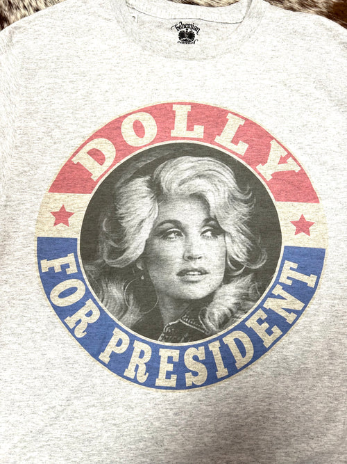 Dolly President T-Shirt-T-Shirt-Bohemian Cowgirl-Grey-Small-cmglovesyou