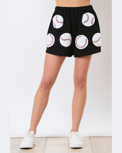 Baseball Shorts-shorts-Peach Love California-Black-Small-cmglovesyou