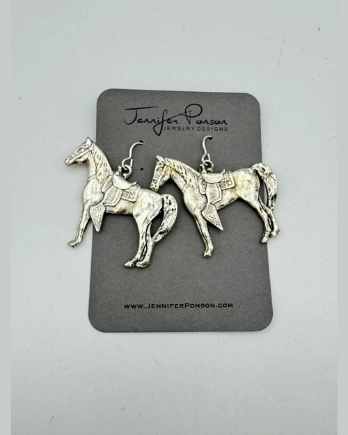 Pewter Horse Earrings-Earrings-Jennifer Ponson-cmglovesyou