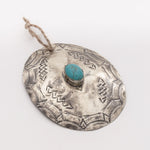 Silver Turquoise Ornament-ornaments-J Alexander Rustic Silver-Oval-cmglovesyou