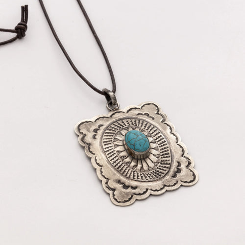 Scallop Turquoise Pendant-Pendant-J Alexander Rustic Silver-cmglovesyou