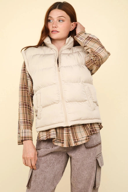 Casual Puffer Vest-Vests-Very J-ECRU-Small-cmglovesyou