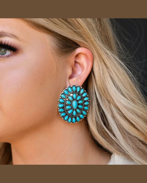 Cluster Turquoise Post Earrings-Earrings-West & Co-cmglovesyou