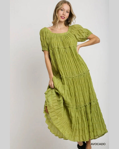 Textured Maxi Dress-Dresses-Umgee-Small-Avocado-cmglovesyou