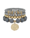 Gold Charm Four Stretch Bracelets-Bracelets-What's Hot Jewelry-Grey-cmglovesyou