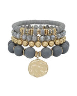 Gold Charm Four Stretch Bracelets-Bracelets-What's Hot Jewelry-Grey-cmglovesyou