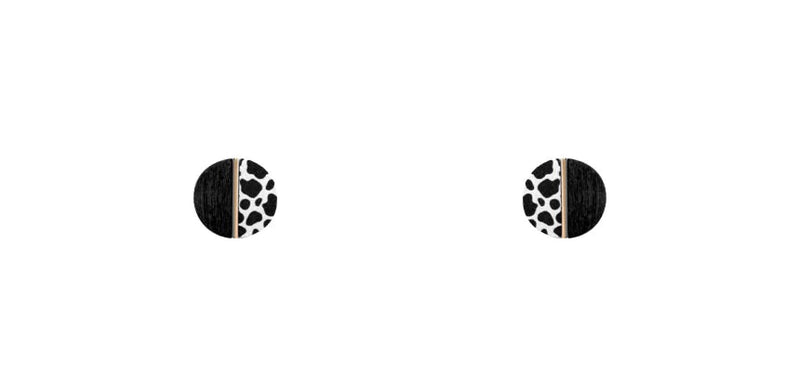 Animal Print Wood Stud Earrings-Apparel & Accessories-Fouray Fashion-Cow Black-cmglovesyou