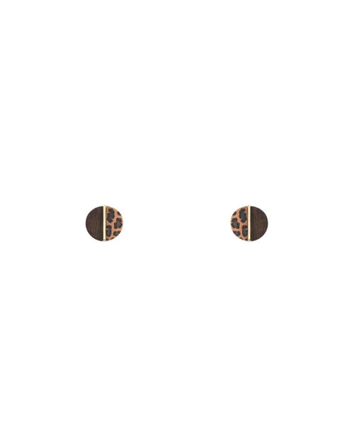 Animal Print Wood Stud Earrings-Apparel & Accessories-Fouray Fashion-Leopard Brown-cmglovesyou