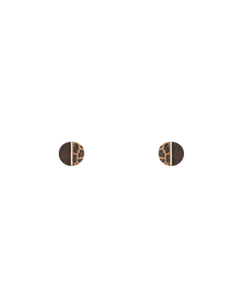 Animal Print Wood Stud Earrings-Apparel & Accessories-Fouray Fashion-Leopard Brown-cmglovesyou